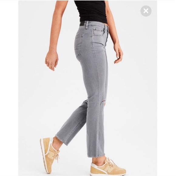 A. Eagle High Rise Crop Flare Jeans in Smoked Gray Size 2 Short (Petite) - Picture 5 of 15